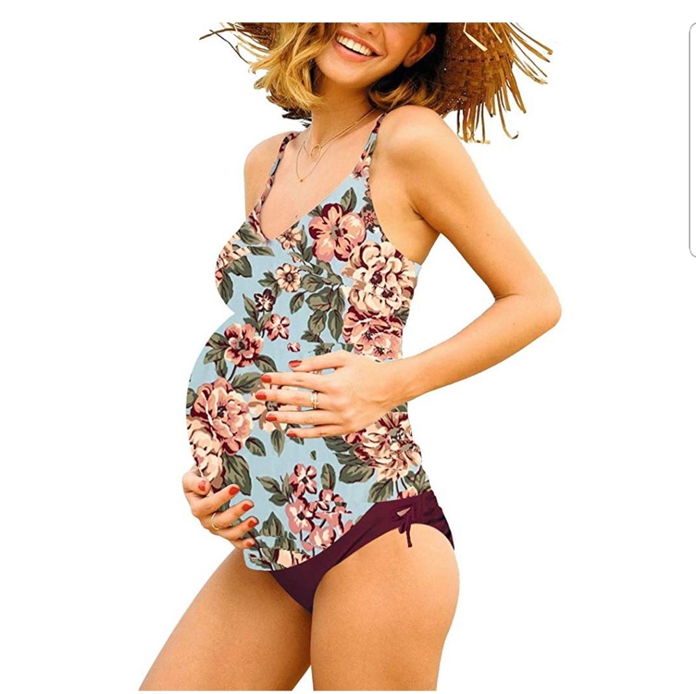 Floral Maternity Two Piece Swimsuit